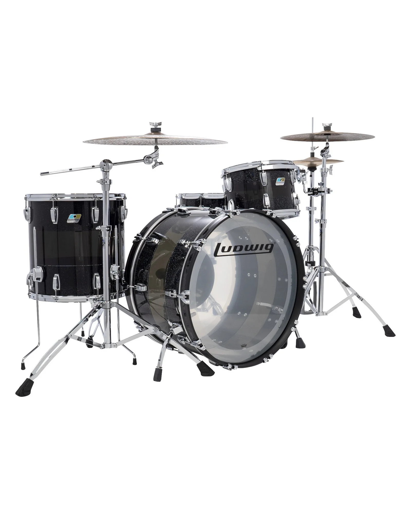 L94433LXE3WC_Ludwig_Vistalite_Black sparkle smoke clear black sparkle_Pro beat_A.psd Ludwig Vistalite L94433LXE3WC