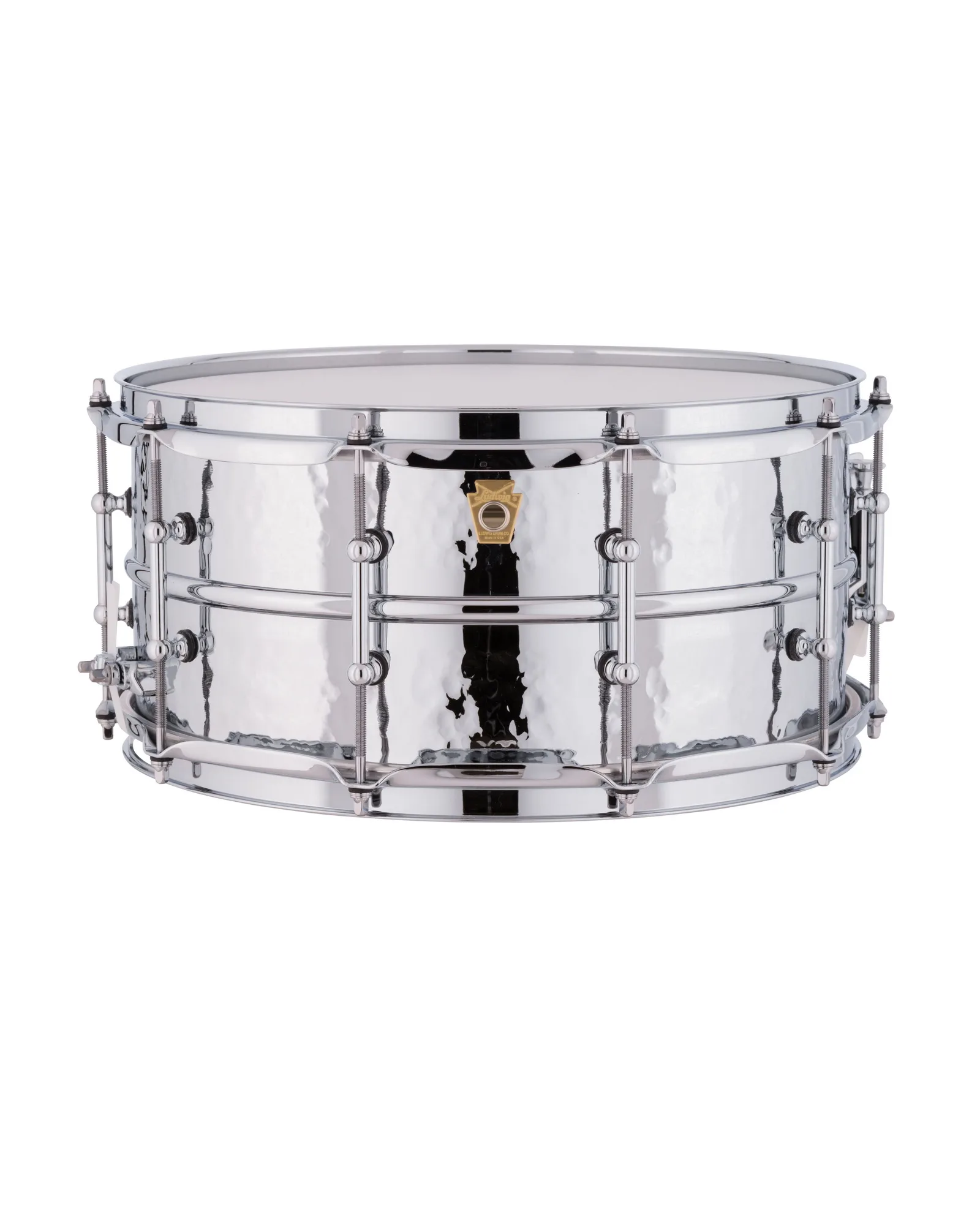 Supraphonic Chrome Plated Aluminum Snare. 6.5x14" Hammered Shell, Tube Lugs Ludwig Snare Drum LM402KT