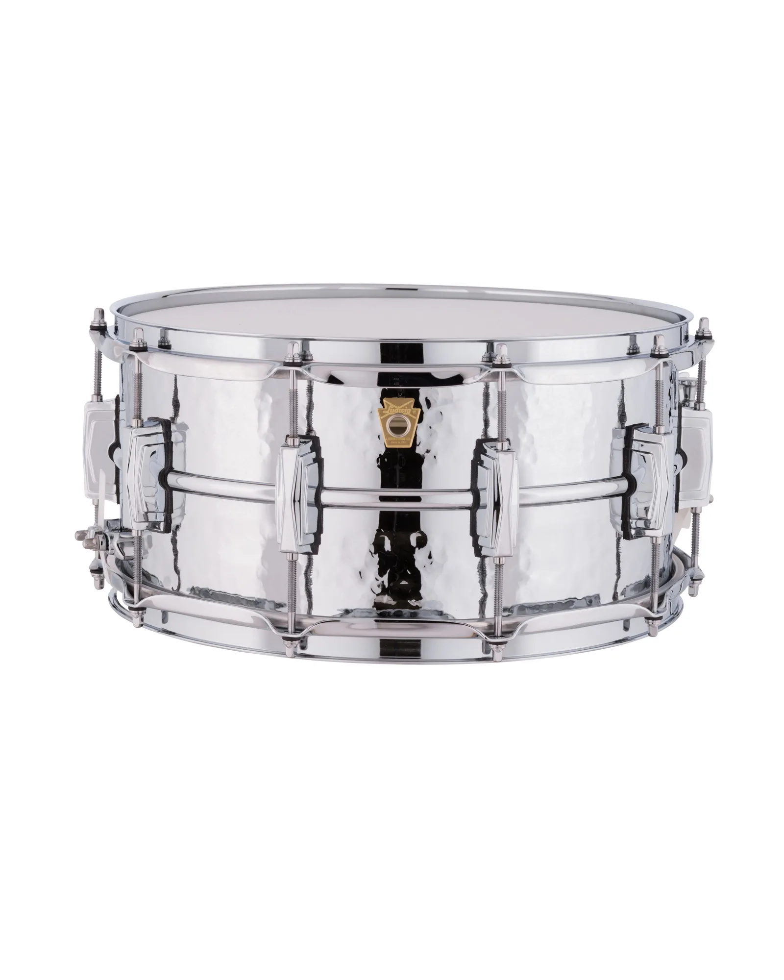 Supraphonic Chrome Plated Aluminum Snare. 6.5x14" Hammered Shell, Imperial Lugs Ludwig Snare Drum LM402K