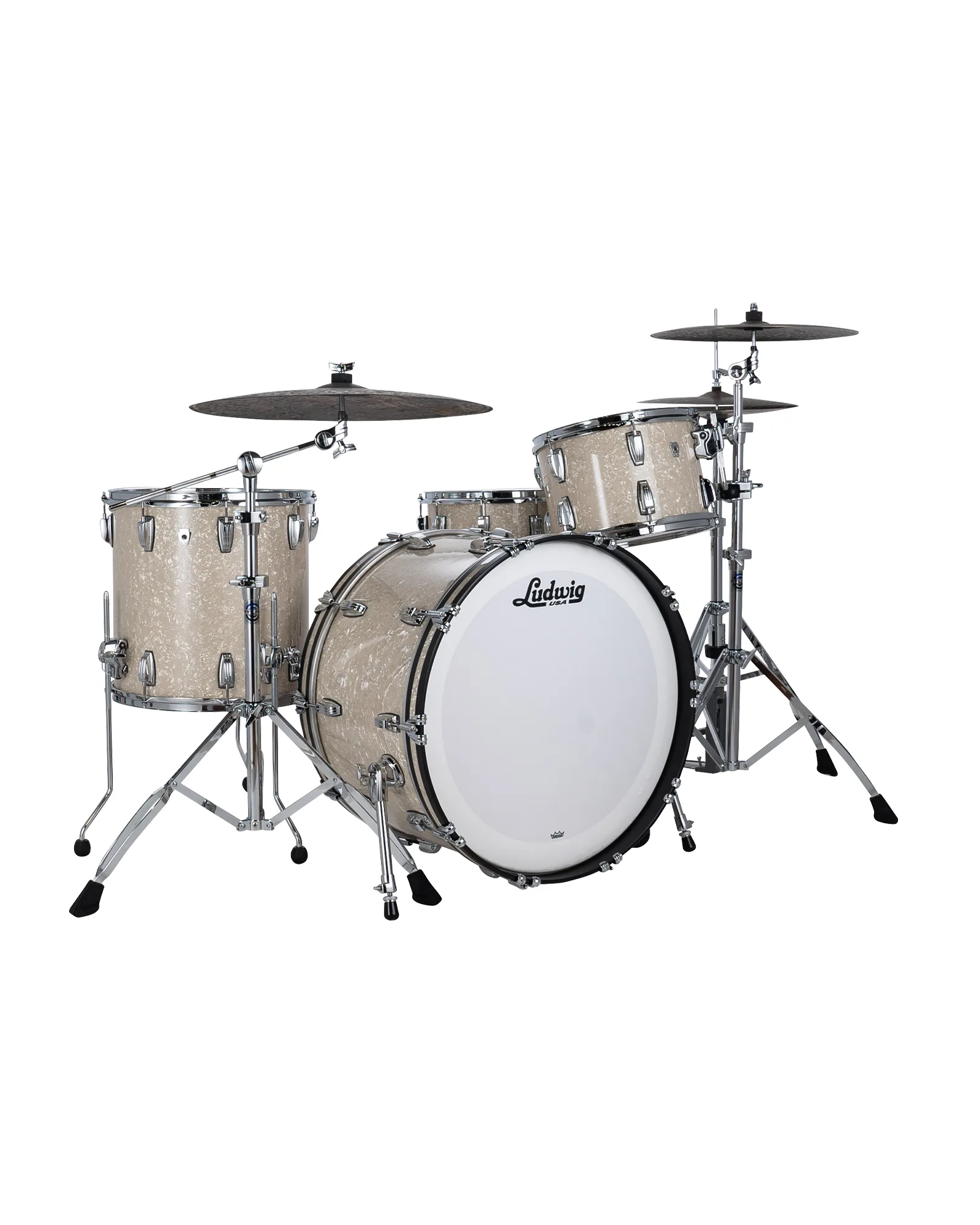Ludwig Classic Oak Pro Beat Vintage White Marine Pearl_L7344AXNMWC_A Ludwig Classic Oak L7344AXNMWC