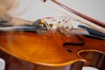 SOMON violin - engraved bridge and flamed maple detail