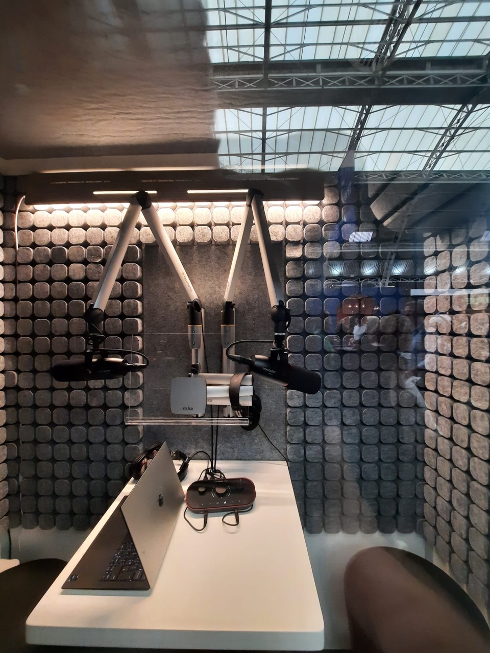 Podcast booth interior